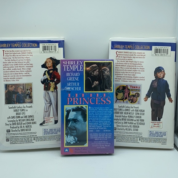 Shirley Temple VHS Tapes bundle DIMPLES,  BRIGHT EYES, THE LITTLE PRINCES - Picture 2 of 9